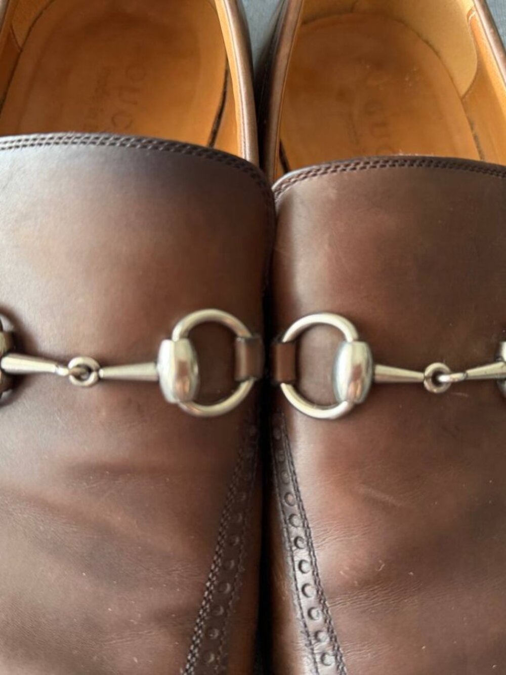 Gucci Horsebit Loafers Men 8 Brown Leather Dress Shoes Italy Slip-On Snaffle - Picture 3 of 14